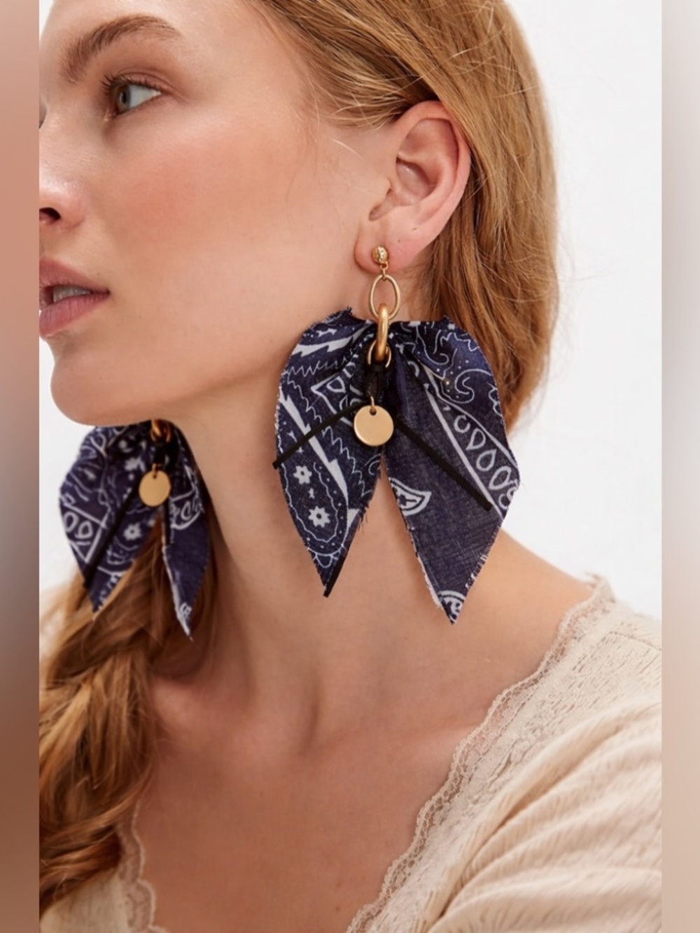 Free People Ariana OST Mae scarf dangle earrings NWT - Red or Blue